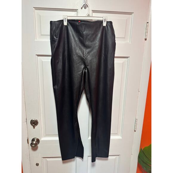 Spanx Leather-Like Front Slit Pant Luxe Black Size 2X - Picture 4 of 10